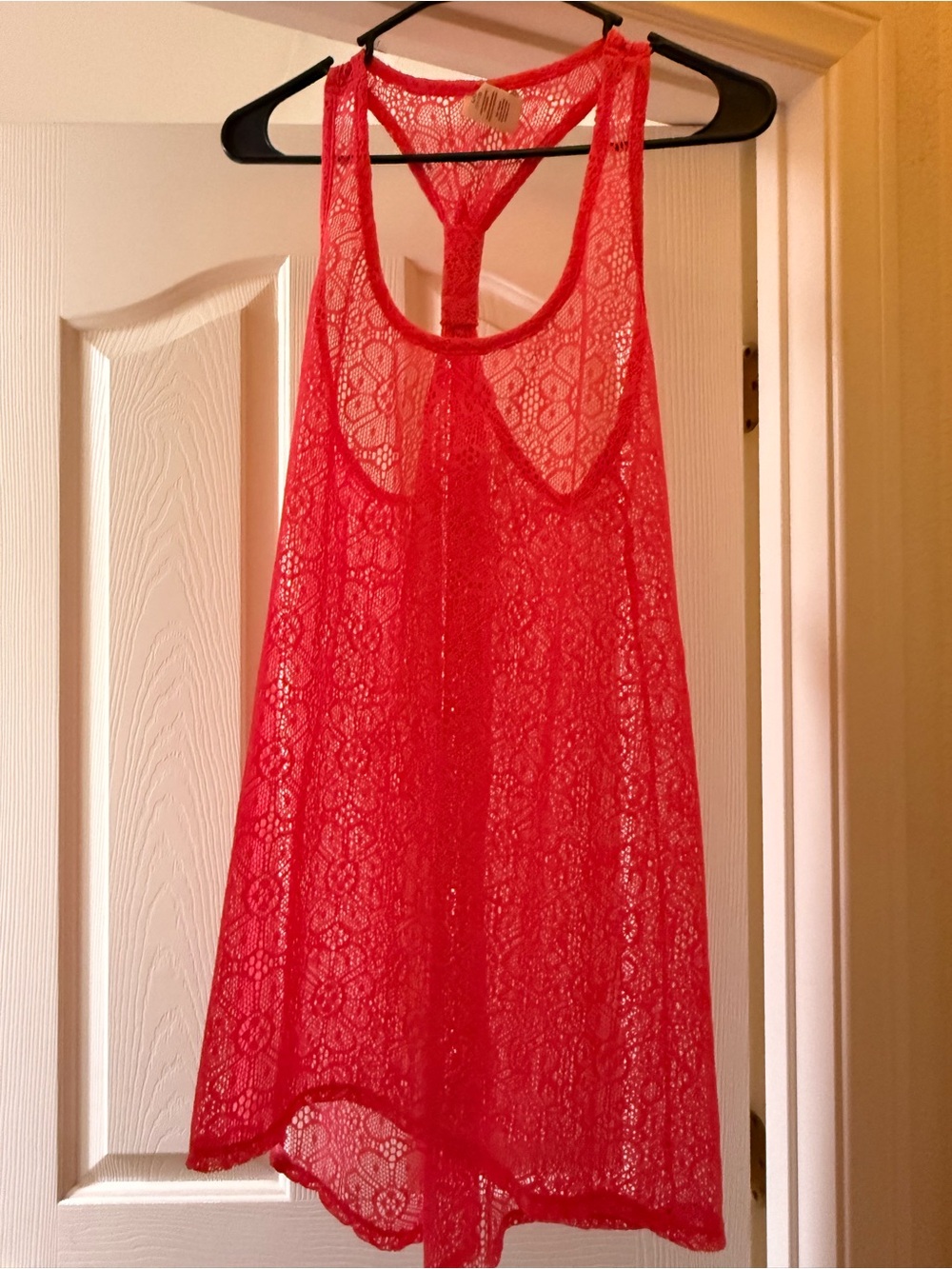 Women's pink Lace Racerback cover up
